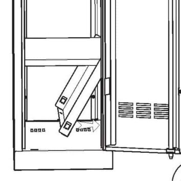 Tablette pour casier à chaussures en acier, largeur 30 cm, vue en coupe pour montage facile.