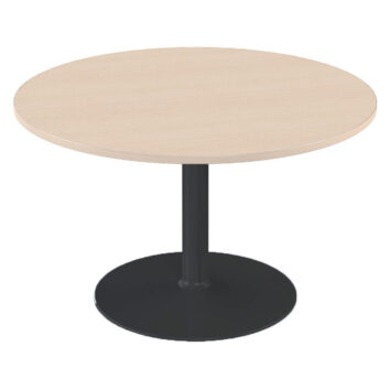 Table de réunion ronde, 4 personnes, pied central anthracite, plateau érable.