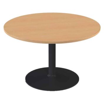 Table ronde de réunion pour 4 personnes, pieds centraux anthracite, plateau hêtre.