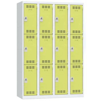 Vestiaire multicases 12 portes anis, largeur 120 cm, vue de face.