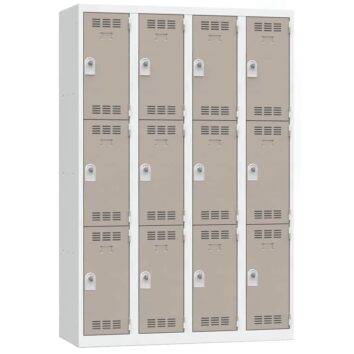 Vestiaire multicases 12 cases, couleur basalte, moraillon, largeur 120 cm.