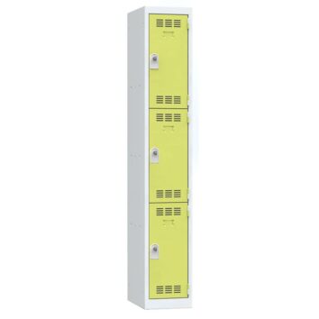 Vestiaire multicases 3 portes anis, 30 cm largeur, design moderne, sécurité moraillon.