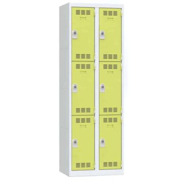 Vestiaire multicases 6 portes, couleur anis, largeur 60 cm, idéal pour espaces de rangement.