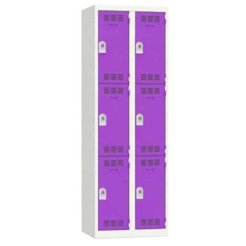 Vestiaire multicases 6 portes prune, moraillon, largeur 60 cm, vue de face.