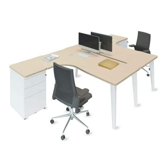 bureau-bench-asymetrique-avec-convivialite-blanc-erable-elegance-avec-caisson-hauteur-bureau-3-tiroirs