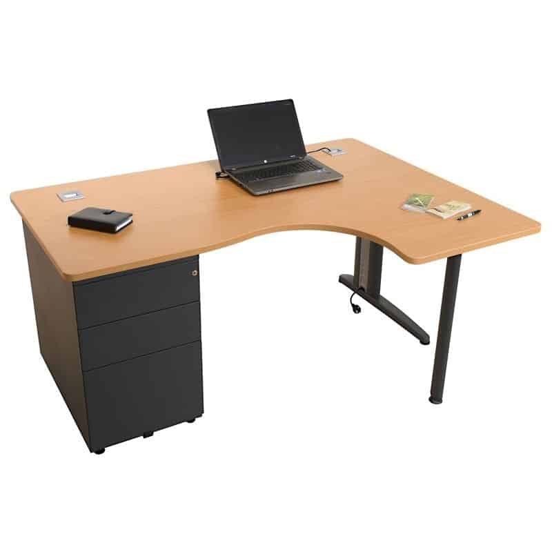 Bureau assis debout électrique 160cm gauche professionnel Space Bois - -  petits-meubles