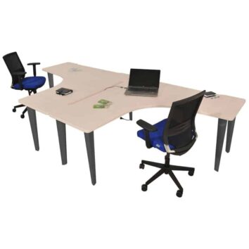 ALT : Bureau symétrique bench Élegance anthracite érable, ensemble de deux, vue d'ensemble.