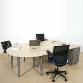 ensemble-de-2-bureaux-bench-aluminium-erable-avec-convivialite-caisson-porteur