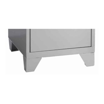 Lot de 4 pieds en aluminium pour armoire, finition grise élégante, vue détail.