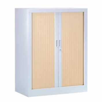 Armoire rideaux série A, aluminium érable, 120x100x43 cm, vue frontale.