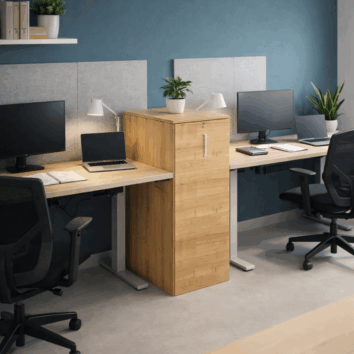 Caisson Tower hauteur comptoir en bois pour 2 utilisateurs - H120