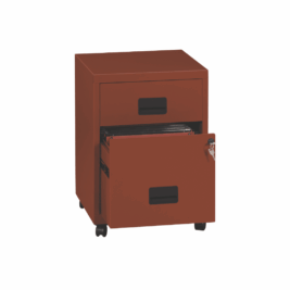 Caisson mobile à tiroirs Soho terracotta, 57 cm, avec 2 tiroirs, sur roulettes pour rangement pratique.