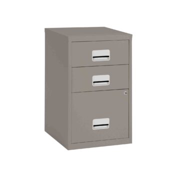 Classeur à dossiers suspendus SOHO Pierre Henry 2/3 tiroirs, hauteur 66 cm, revêtement époxy résistant, tiroirs à glissières à billes, serrure incluse. Dimensions : 40x40x66 cm.