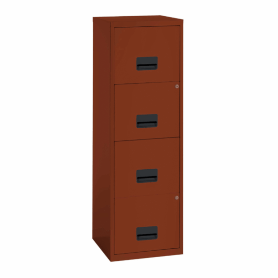 Classeur 4 tiroirs SOHO terracotta, hauteur 126 cm, idéal pour dossiers suspendus.