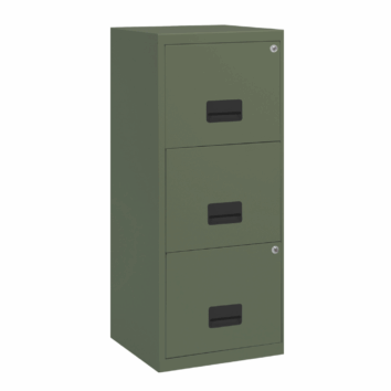 Classeur pour dossiers suspendus à 3 tiroirs Soho Pierre Henry, couleur kaki, hauteur 96 cm.