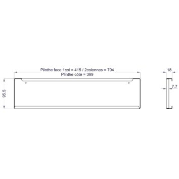 Plinthe de façade pour vestiaire 1 colonne, dimensions H.95,5 x L.415, conçue en France pour usage intensif.
