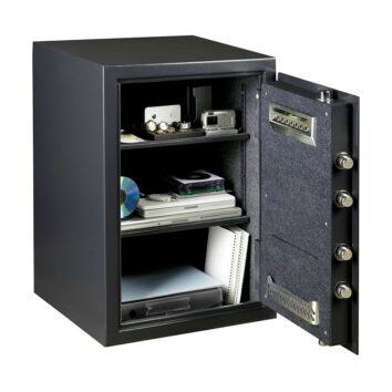 Coffre-fort anti-effraction HES XL 140 pour maison ou bureau, capacité 164 L, serrure électronique et alarme.