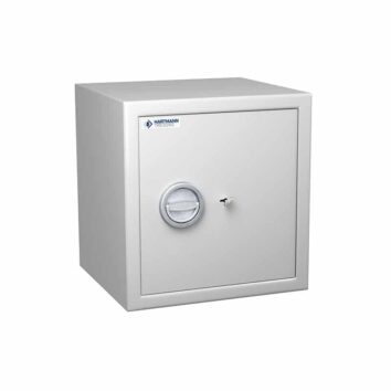 Coffre-fort gris anti-feu, norme DIN 4102, classe S2 MB 40, serrure à clé.