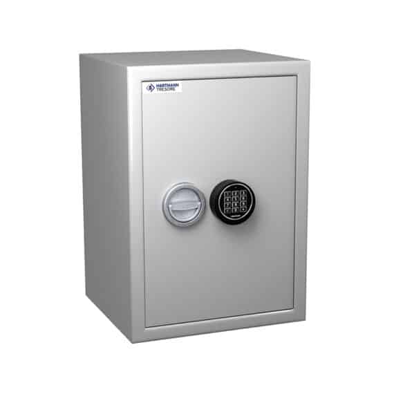 Coffre-fort anti-feu, norme DIN 4102, classe S2 MB 60, avec serrure à combinaison et clé, design robuste et sécurisé.
