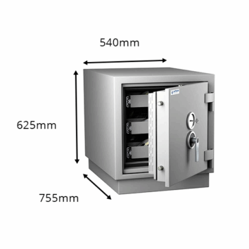 Armoire LTO ignifuge anti-effraction Classe S2, dimensions 540x625x755mm, protection 60 minutes - Media Protect 79.