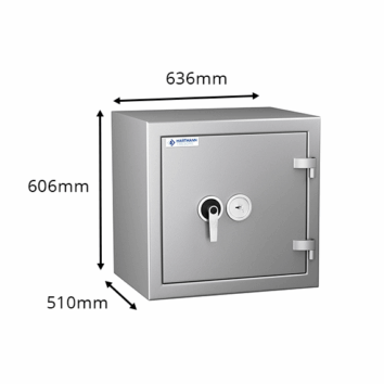 Coffre-fort Zephir 1080 Duo, ignifuge 30 min, dimensions 636x606x510mm, classe 1 VA 25000€, étanche et anti-feu pour documents papier.