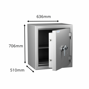 Coffre-fort étanche et anti-feu Zephir 4083, classe 4 VA 110000€, ignifuge 30 min, dimensions 706x636x510mm, pour documents papier.