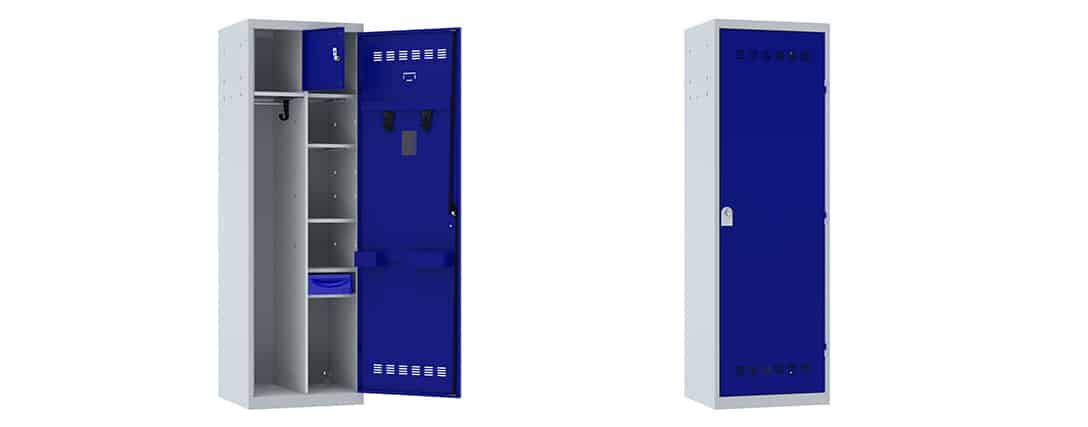 Vestiaires métalliques pour la police, robustes et sécurisés.
