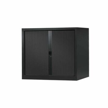 Armoire rideaux anthracite H100 L120 P60, idéale pour archives et dossiers suspendus, Série A.