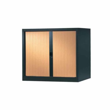 Armoire rideaux anthracite et pommier, idéale pour archives et dossiers suspendus, H100 L120 P60, Série A.