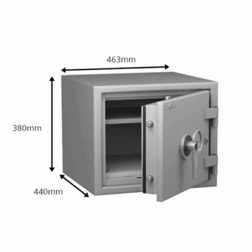 Coffre-fort ignifuge Protect Duo 0034, classe 0 VA 8000€, pour documents papier, dimensions 463x440x380mm, protection 60 min.
