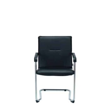 Fauteuil visiteur et direction VISITDIR avec pied luge, revêtement noir, vendu par deux.