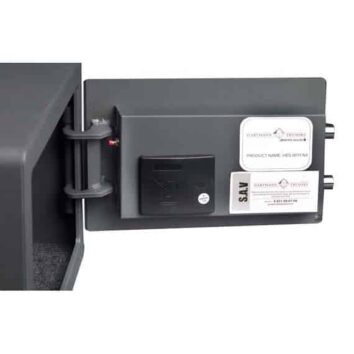 Mini coffre-fort de sécurité avec serrure à code HES 15, intérieur détaillé.