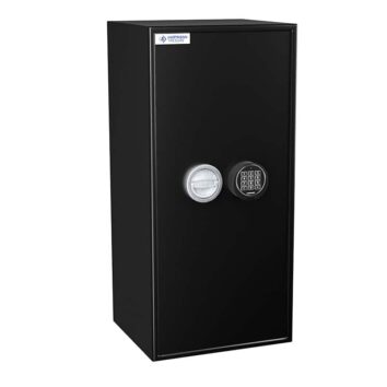 Petit coffre-fort anti-effraction HT 135 noir avec serrure à combinaison numérique. Sécurité optimale pour la protection des biens.