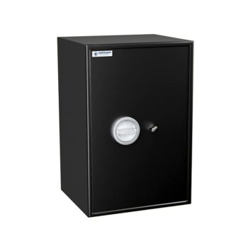 Petit coffre-fort anti-effraction HT 70, noir, avec serrure à clé. Design robuste pour sécuriser vos biens.