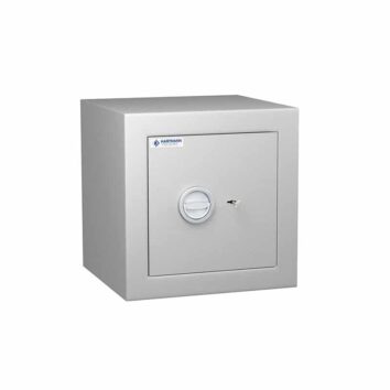 Coffre-fort Vulcain 40, anti-feu et anti-effraction, conforme à la norme VDMA niveau B. Design robuste, serrure sécurisée.