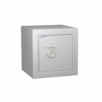 Coffre-fort Vulcain 40 anti-feu et anti-effraction, norme VDMA niveau B, en acier robuste avec serrure sécurisée.