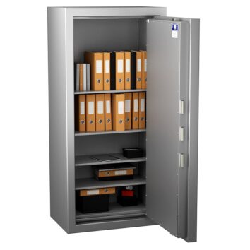 Coffre-fort Zephir 5378 Duo, capacité 378L, anti-feu 30 min, 4 tablettes réglables, classe 5, 200 000 € assurables.