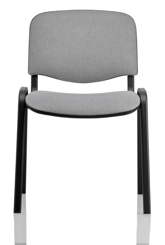 Chaise empilable de bureau ISO avec dossier et assise rembourrés, structure noire robuste.