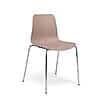 Chaise coque visiteur en polypropylène beige, pieds chromés, modèle empilable EDENPRESTIGE.