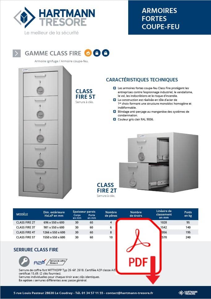 Armoire Hartmann Tresore 2 Tiroirs Class Protect 5t