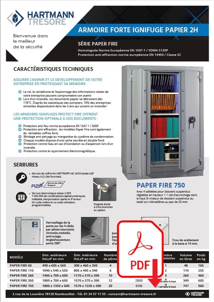 Armoire forte anti feu Hartmann Paper Fire 260 - 260 litres