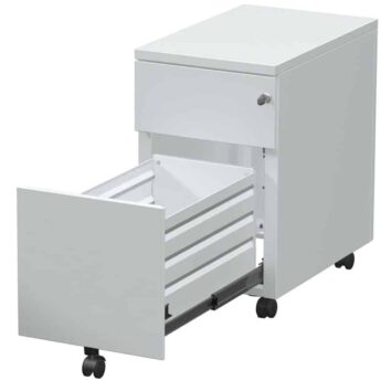 Caisson Mobile Slim 2 tiroirs dont un tiroir pour dossiers suspendus - Dessus métal