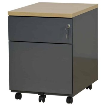 Caisson Mobile 2 tiroirs dont un tiroir pour dossiers suspendus - Dessus mélaminé