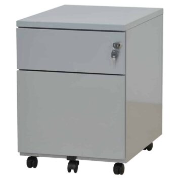Caisson Mobile 2 tiroirs dont un tiroir pour dossiers suspendus - Dessus métal - Coloris Standard