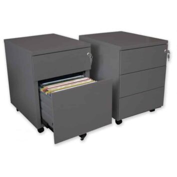 Caisson Mobile 2 tiroirs dont un tiroir pour dossiers suspendus - Dessus métal - Coloris Standard