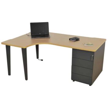 Bureau Compact Asymétrique avec Caisson Porteur - Ligne ÉLÉGANCE