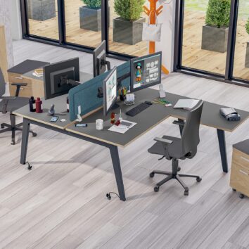 Bureau style vintage double avec extension