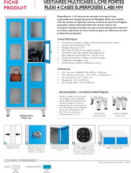 Vestiaire multicases avec 4 casiers en plexiglass bleu, idéal pour un rangement sécurisé et moderne.