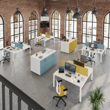 Bureau L. 120 à 180 cm, Poste Simple ou Double - Gamme Aerospa - ambiance simple