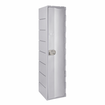 Casier polyéthylène TOPP gris, 1 porte, hauteur 181 cm. Design robuste et fonctionnel pour rangement sécurisé.